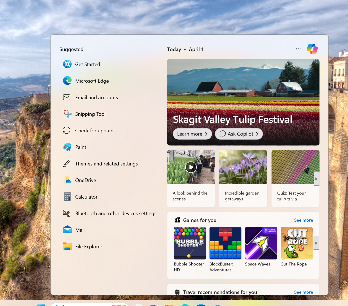 The Windows 11 search panel which is filled with "helpful" information before even entering a query.
