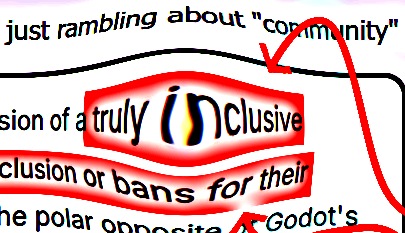 The "true inclusivity" image from a couple images ago, but modified to include a bulge behind the phrase "truly inclusive" in the Redot mission statement.